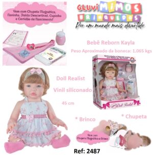 Boneca Bebê Reborn Kayla Doll Realist 45 Centímetros