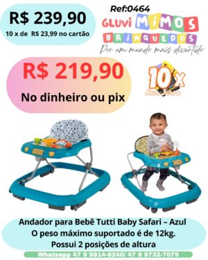 Andador para Bebê Tutti Baby Safari - Azul