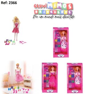 BONECA BEAUTIFUL GIRL ACESSORIOS LUXO 29 Centímetros