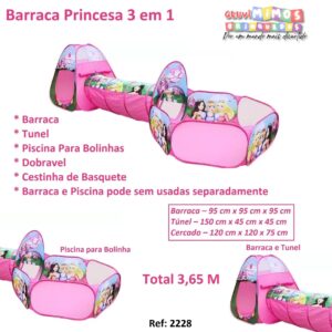 Barraca 3 em 1 Princesas  DM Toys ( NÃO ACOMPANHA BOLINHAS )