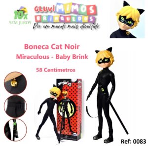 Boneco Cat Noir -  Miraculous - Baby Brink 58 Centímetros