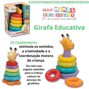 Brinquedo Educativo Girafa Colorida - 25 Centimetros