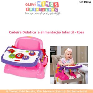 Cadeira Didática  e alimentação Infantil Poliplac - Rosa