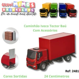 Caminhão Iveco Tector Baú com acessórios - Usual Brinquedos - Cores diversas