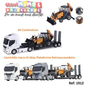 Caminhão Usual Iveco Hi-Way Plataforma Retroescavadeira - Cores Sortidas- 60 Centímetros