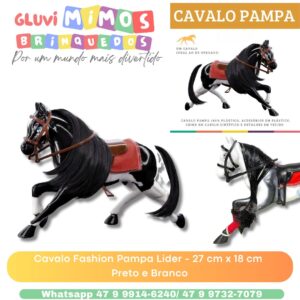 Cavalo Fashion Pampa Lider - 27 cm x 18 cm  Preto e Branco
