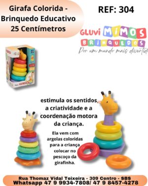 Girafa Colorida - Brinquedo Educativo  25 Centímetros