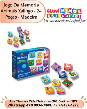 Jogo Da Memória Animais Xalingo - 24 Peças - Madeira