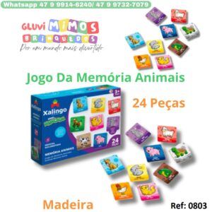 Jogo Da Memória Animais Xalingo - 24 Peças - Madeira