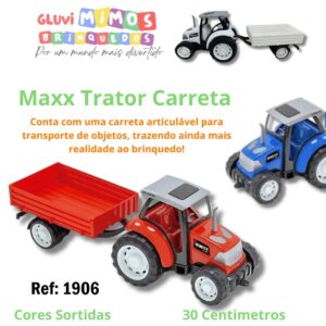 Maxx Trator Carreta De Brinquedo Original Usual - Cores Sortidas - 60 Centímetros