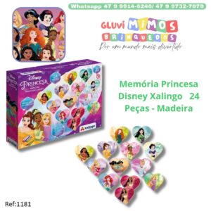 Memória Princesa Disney Xalingo   24 Peças - Madeira