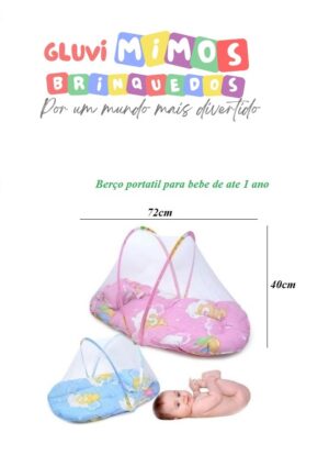 Mosquiteiro / Berço  Acolchoado Portátil Para Bebe - Com Tenda -rosa