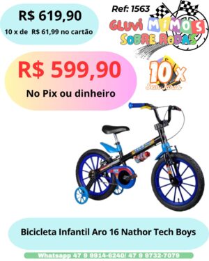 Bicicleta Infantil Aro 16 Nathor Tech Boys