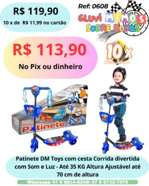 Patinete radical 03 rodas corrida divertida azul - Dm