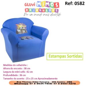 Sofazinho Infantil Criança - Azul - Estampas Sortidas