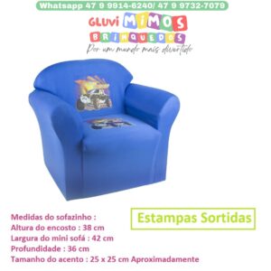 Sofazinho Infantil Criança - Azul - Estampas Sortidas
