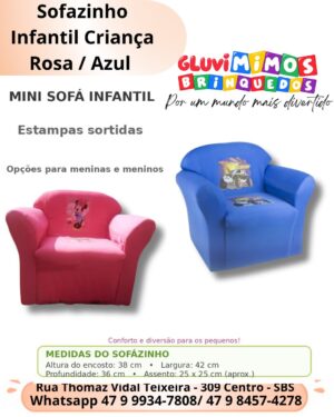 Sofazinho Infantil Criança  Rosa / Azul