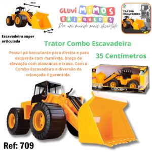Trator De Brinquedo Combo Escavadeira - Cardoso - 35 Centímetros
