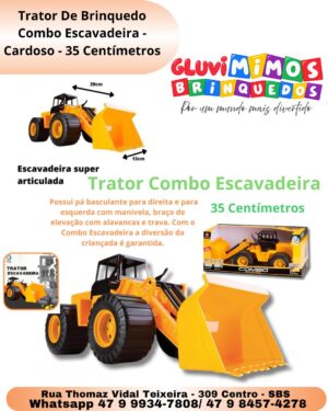 Trator De Brinquedo Combo Escavadeira - Cardoso - 35 Centímetros