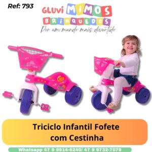 Triciclo Infantil Fofete Com Cestinha