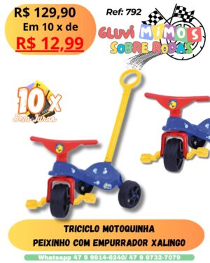 Triciclo Peixinho com Empurrador Xalingo