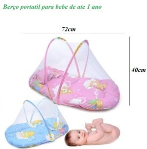 Mosquiteiro / Berço  Acolchoado Portátil Para Bebe - Com Tenda -rosa