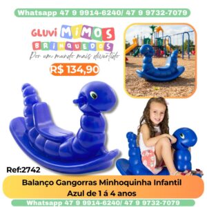 Balanço Gangorras Minhoquinha Infantil  Azul de 1 á 4 anos