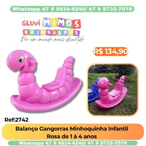 Gangorra Minhoquinha Infantil Rosa
