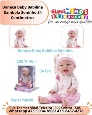 Boneca Baby Babilina Bambola Soninho 34 Centímetros