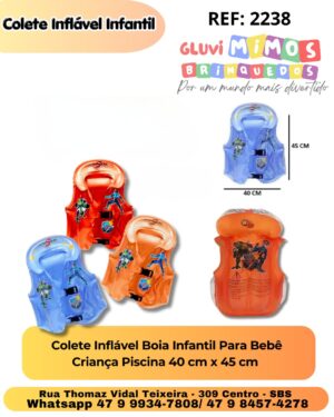 Colete Inflável Boia Infantil Para Bebê Criança Piscina 40 cm x 45 cm