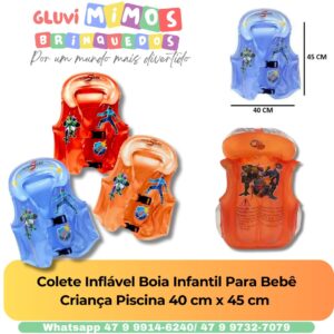 Colete Inflável Boia Infantil Para Bebê Criança Piscina 40 cm x 45 cm
