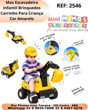 Max Escavadeira Tilin Com Capacete Amarelo 38,5 x 33 x 60 cm