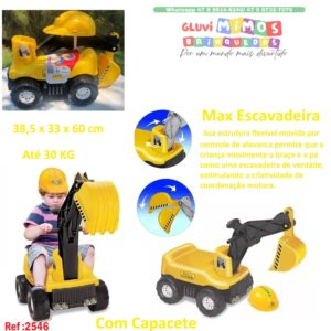 Max Escavadeira Tilin Com Capacete Amarelo 38,5 x 33 x 60 cm