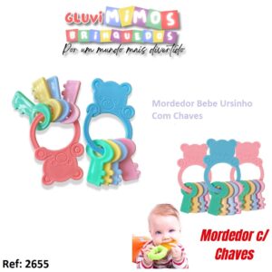Mordedor De Ursinho Com Chaves - Art Baby - Cores Sortidas
