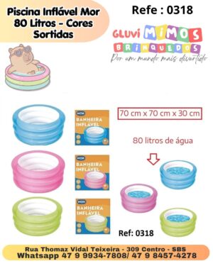 Piscina Inflável Mor 80 Litros - Cores Sortidas