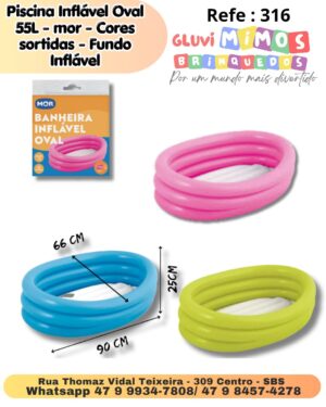 Piscina Inflável Oval 55L - mor - Cores sortidas - Fundo Inflável