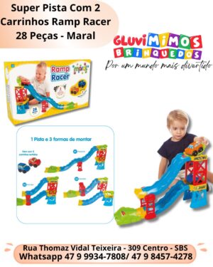 Super Pista Com 2 Carrinhos Ramp Racer 28 Peças - Maral