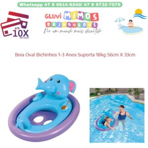 Boia Oval Elefante 1-3 Anos Suporta 18kg 56cm X 33cm