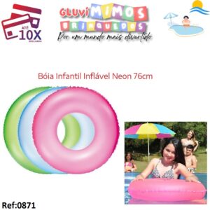 Bóia Infantil Inflável Neon 76cm Cores Diversas - unidade