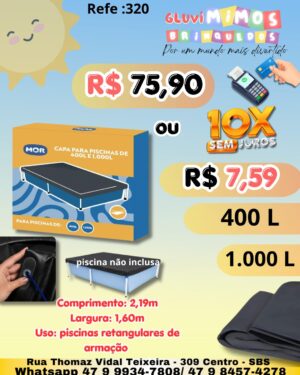 Capa para piscina retangular 400L 1000L 2,19m x 1,60m de diâmetro