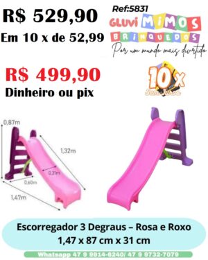 Escorregador 3 degraus Rosa e Roxo