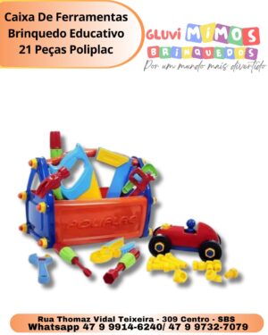 Caixa De Ferramentas Brinquedo Educativo 21 Peças Poliplac
