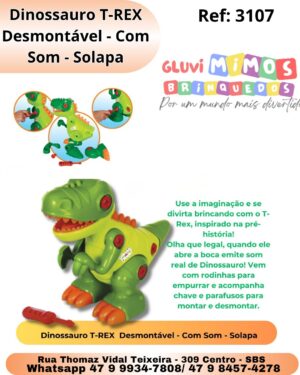 Dinossauro T-REX  Desmontável - Com Som - Solapa
