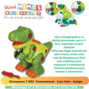 Dinossauro T-REX  Desmontável - Com Som - Solapa