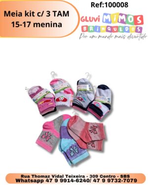 Meia kit c/ 3 TAM 15-17 menina