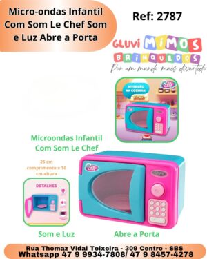 Micro-ondas Infantil Com Som Le Chef Som e Luz Abre a Porta