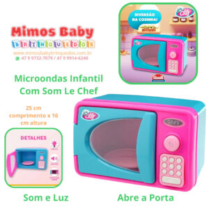 Micro-ondas Infantil Com Som Le Chef Som e Luz Abre a Porta