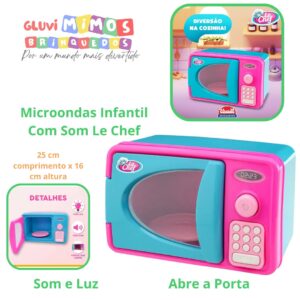 Micro-ondas Infantil Com Som Le Chef Som e Luz Abre a Porta