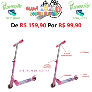 Super Patinete Com Luz Duas Rodas Rosa - PROMOÇÃO