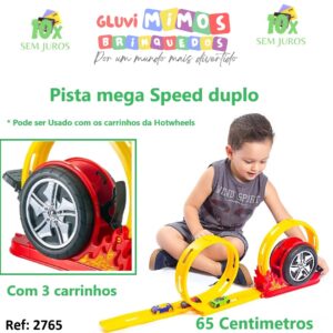 Pista mega Speed duplo  Com 3 carrinhos - bs toys